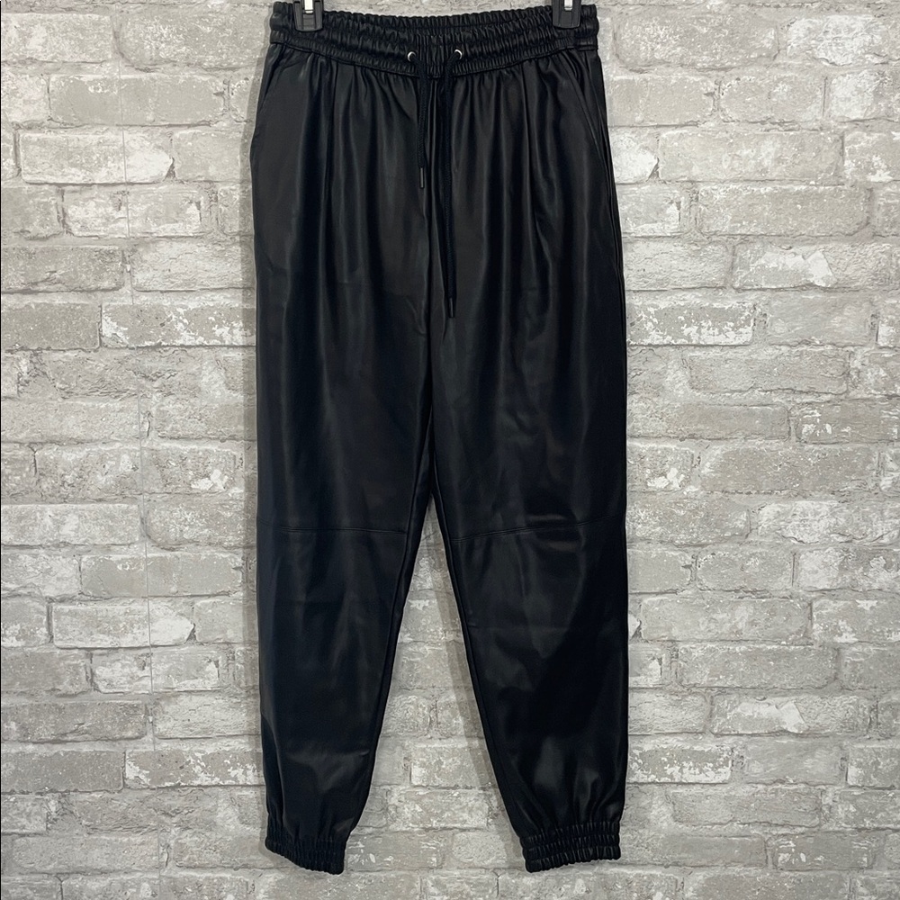 Zara Black Faux Leather Joggers